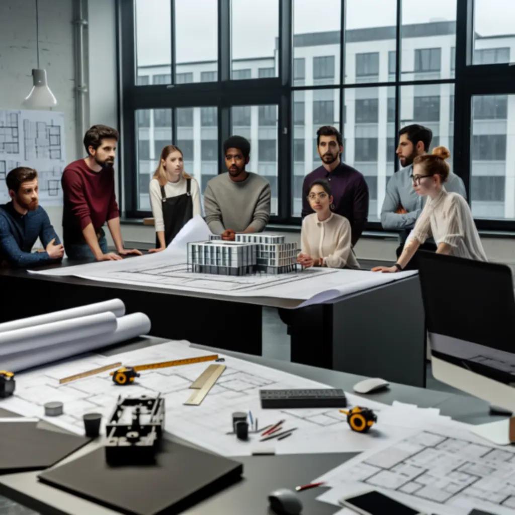 Zespół biura projektowego A-LIG USŁUGI PROJEKTOWE pracujący nad dokumentacją architektoniczną